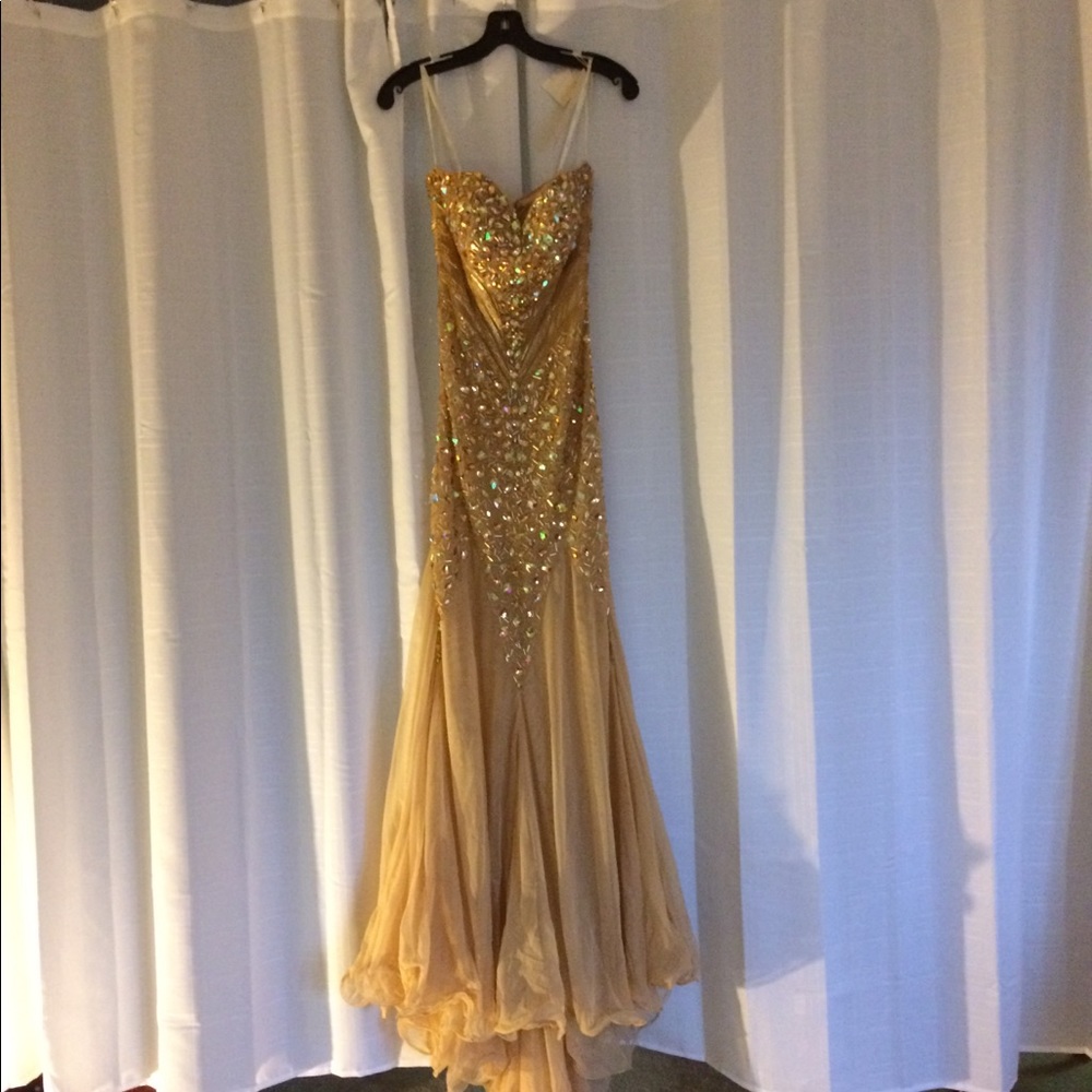 Gold Prom Dress with Bling-size 2